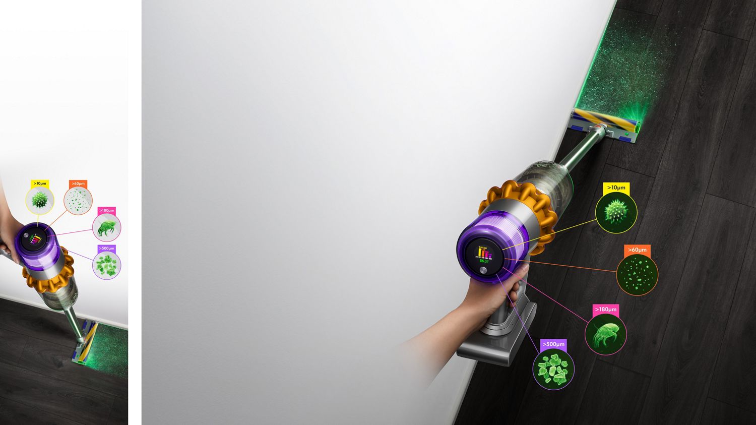 L'aspirapolvere senza filo Dyson V15 Detect con la spazzola Laser Slim Fluffy.